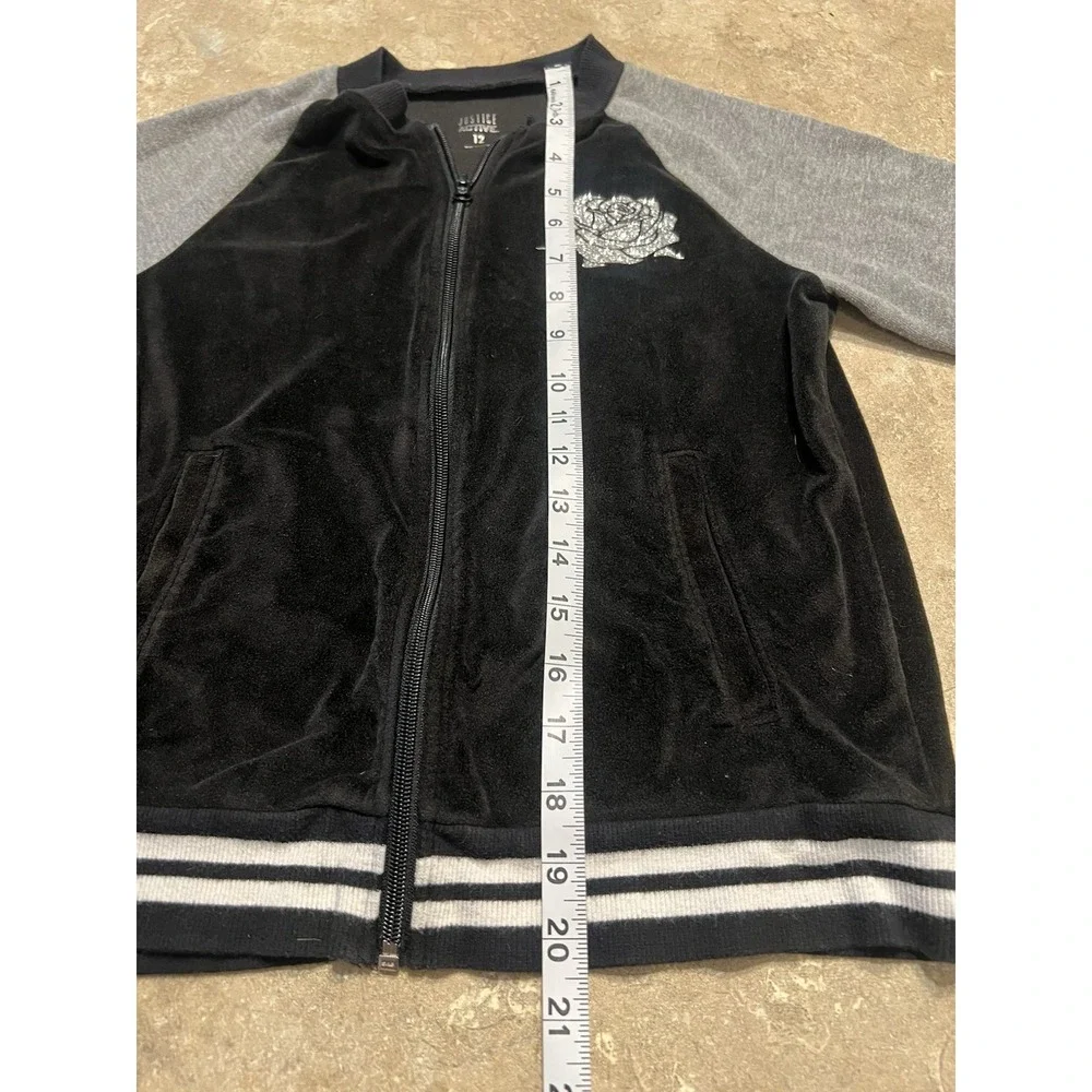 Justice Active Black and Gray Girls Zip Up Sweatshirt/Jacket Size 12